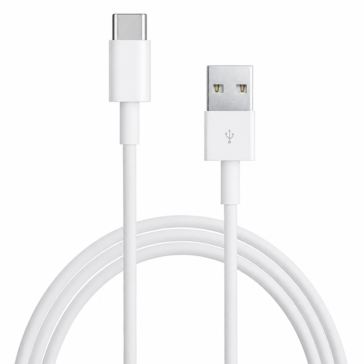 1 Metre USB-A to USB-C Charging Cable & UK 3-Pin USB Wall Plug – White